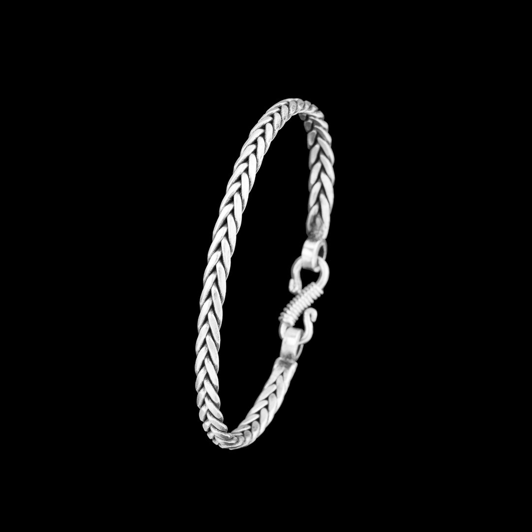 bracelet tressé en argent massif N°05 - jonc argent artisanal - Itsara Bijoux