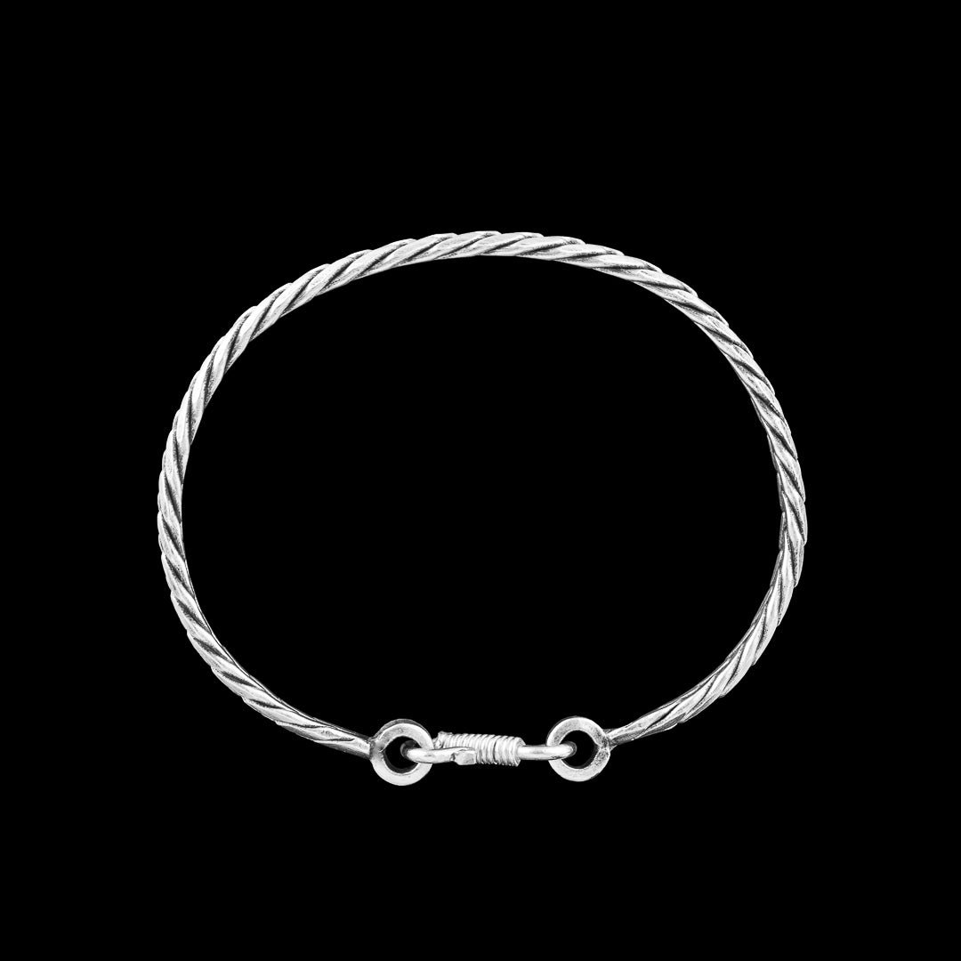 bracelet tressé en argent massif N°05 - jonc argent artisanal - Itsara Bijoux