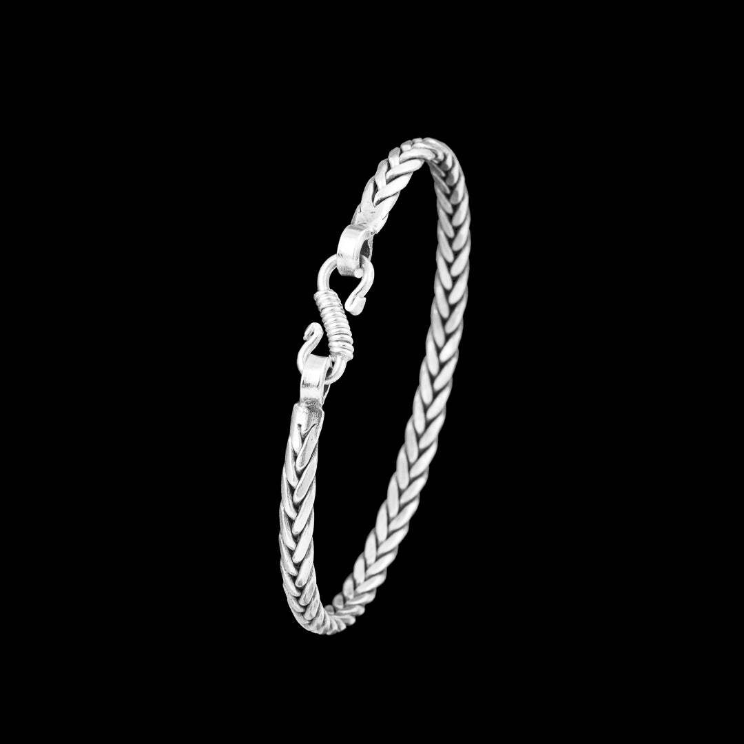 bracelet tressé en argent massif N°05 - jonc argent artisanal - Itsara Bijoux