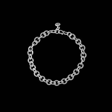 Bracelet chaîne N°25 : maillons en argent faits main, patinés et marqués de rainures, pour un charme ancien et raffiné - Itsara Bijoux