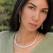 Collier en argent massif N°01 torque et chaine artisanales en argent massif - Itsara Bijoux