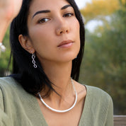 Collier en argent massif N°01 torque et chaine artisanales en argent massif - Itsara Bijoux