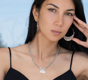 Collier ethnique artisanal en argent massif chaine et pendentif cadenas Hmong N°15 - Itsara Bijoux