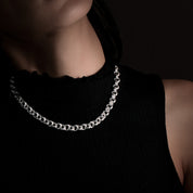 Collier chaine en argent massif avec son double assemblage de maillons lisses - collier artisanal N°19 - Itsara Bijoux