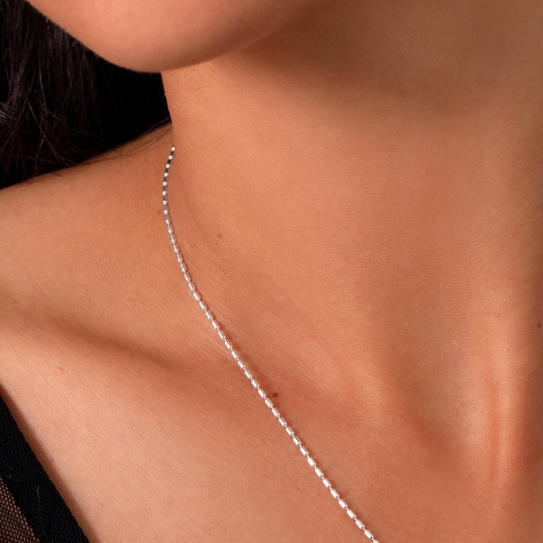 collier chaine en argent 925 N°31 - chaine petits cylindre en argent massif - Itsara