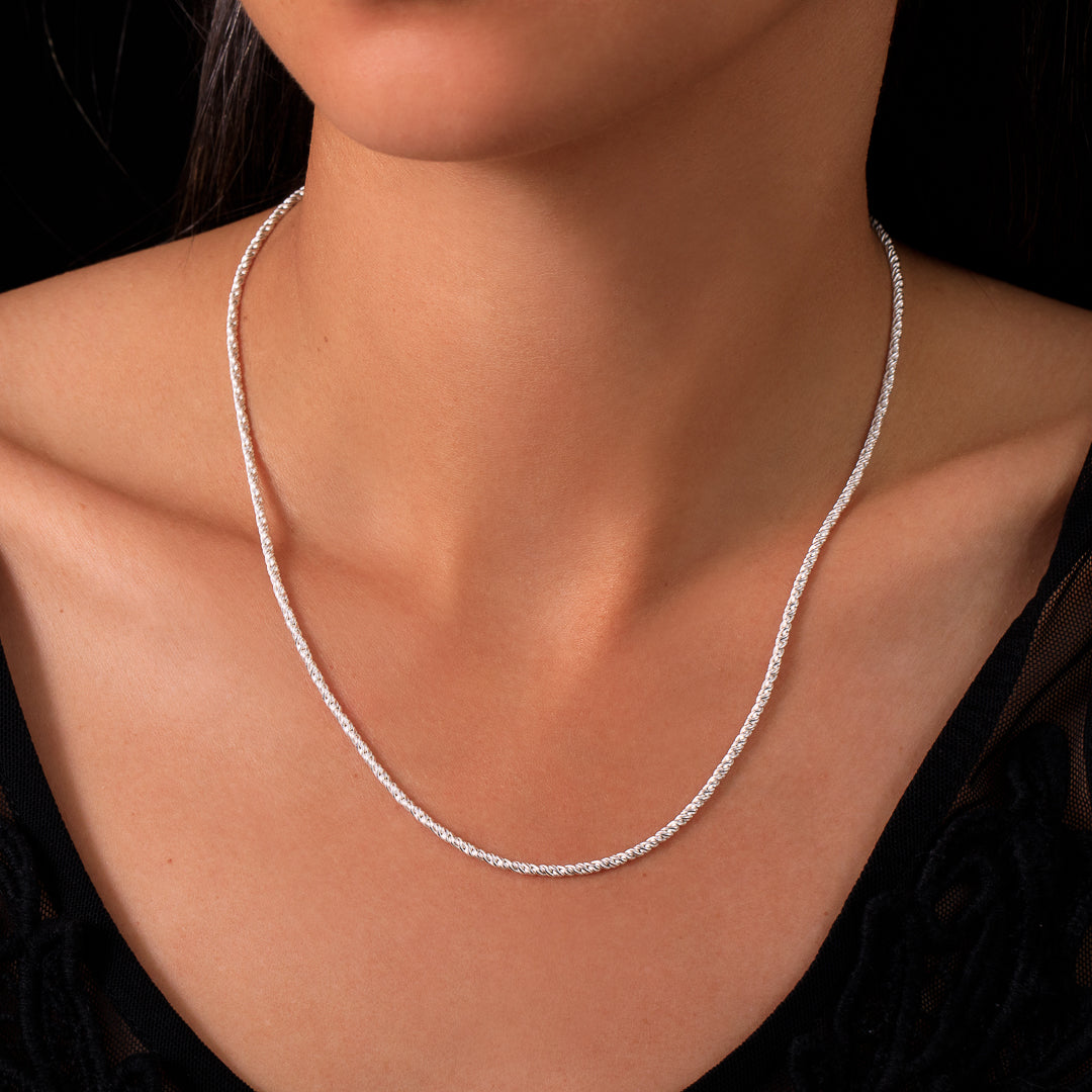 collier chaine en argent 925 N°33 - collier fin chaine en argent massif 925 torsadée - Itsara