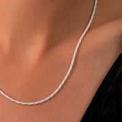 collier chaine en argent 925 N°33 - collier fin chaine en argent massif 925 torsadée - Itsara