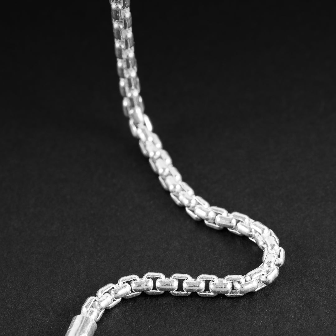 collier chaine en argent 925 N°36 - chaine maillons carrés arrondis en argent massif - Itsara