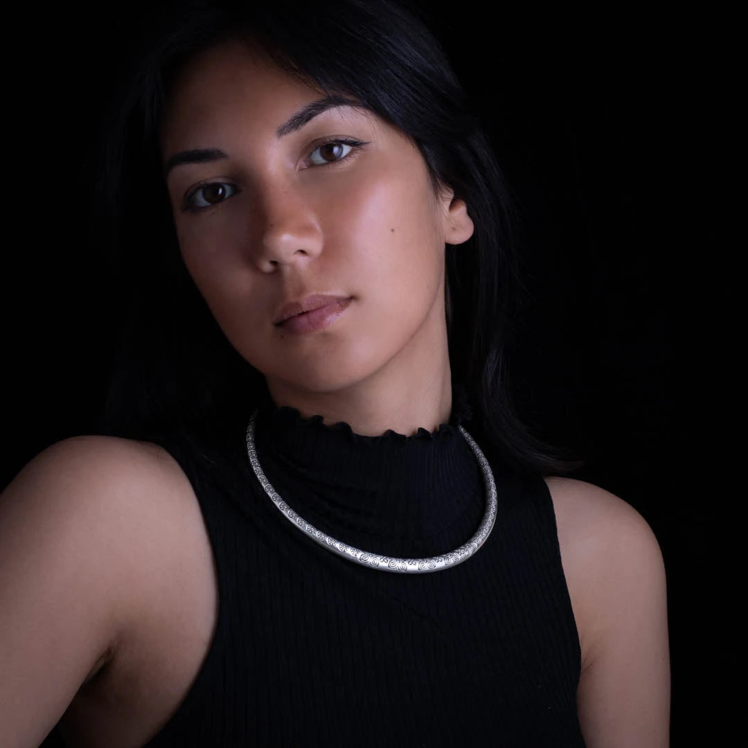 Collier Torque Ouvert à Ressort - Design Géométrique Punk & Élégant - Pour Femme - Cadeau Mariage, Plage, Soirée - 3