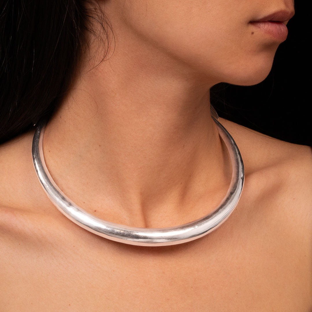 torque en argent massif N°05 traditionnel ethnique tribu d'Asie Hmong Dao Yao Lanten - Itsara Bijoux