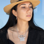 Collier ethnique en argent massif pendentif cadenas Hmong Miao N°08 - Itsara Bijoux