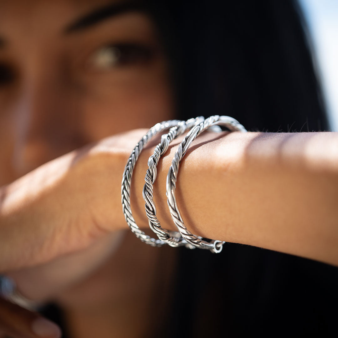 Bracelet Femme Chaîne Tressée Argenté Acier Inoxydable - Longueur Réglable 18+5 Cm, Cadeau élégant