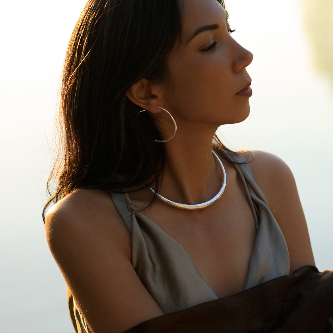 collier torque en argent massif N°39 - torque artisanal - Itsara Bijoux