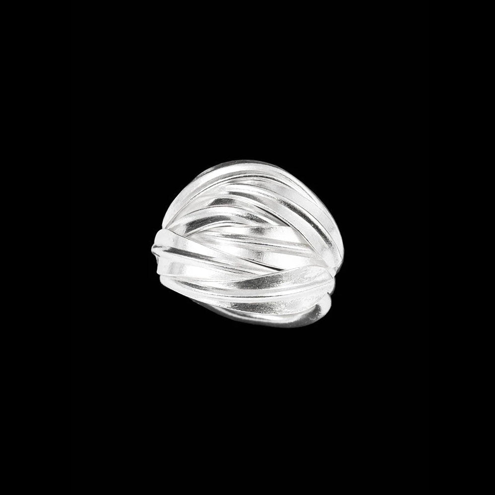 Bague en argent massif contemporaine N°67 ajustable pour femme fabriquée entièrement à la main - Itsara bijoux