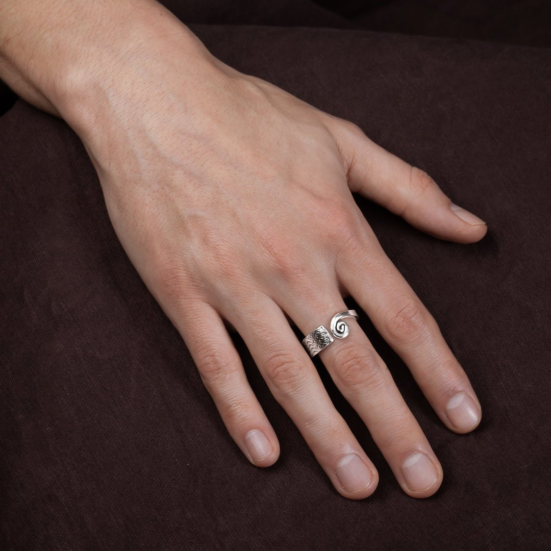 Bague Homme Argent 925 Vieilli Style Ethnique Bali – Look Vintage & Authentique + Pochette Velours Offerte