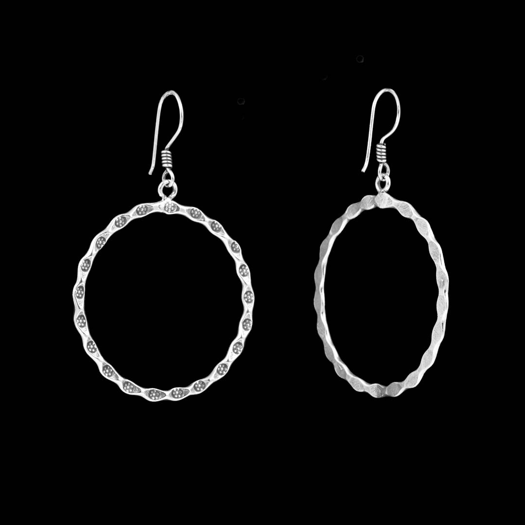 Boucles d'oreilles N°33 en argent massif ethniques pour femme fabriquées entièrement à la main - Itsara Bijoux