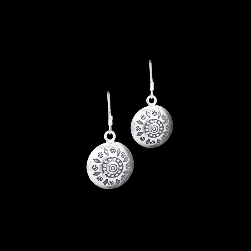 Boucles d'oreilles N°44 en argent Ethniques  avec des motifs poinçonnés à la main pour femme - Itsara Bijoux