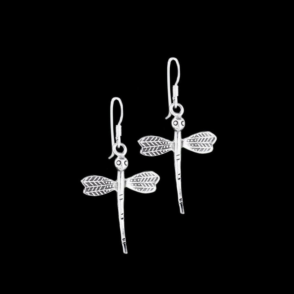 Boucles d'oreilles en argent Libellules N°11 composées de libellules en argent massif réalisées à la main, pour femme - Itsara Bijoux