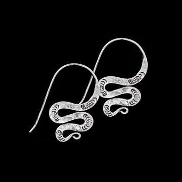 Boucles d'oreilles en argent Natures N°02 composées de serpents en argent massif fait à la main, pour femme - Itsara Bijoux