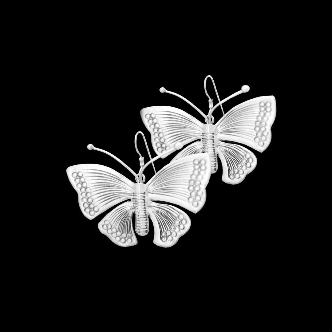 Boucles d'oreilles papillon en or 18 carats : bijoux insectes en argent sterling oxydé - France