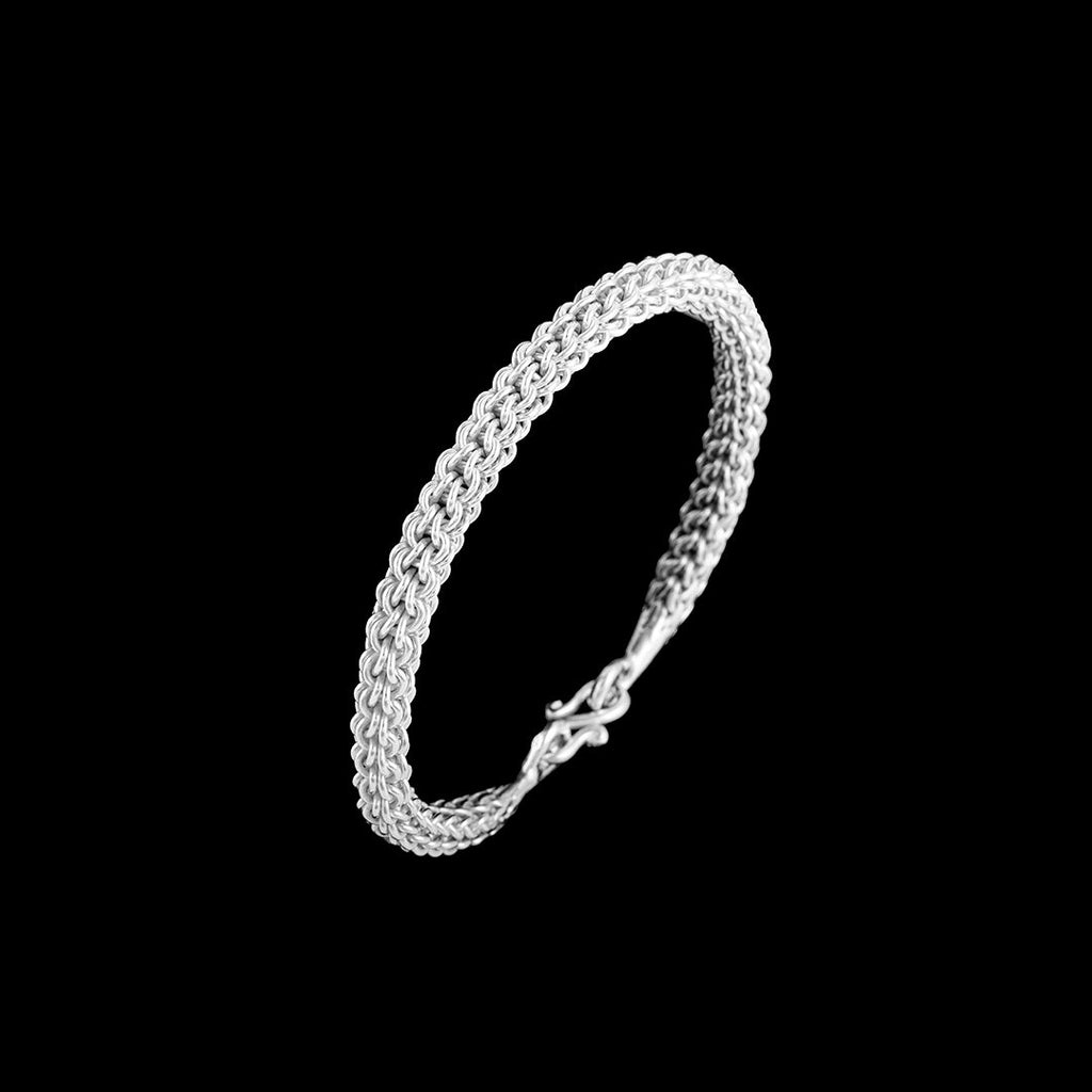 bracelet en argent massif tressé pour femme fait à la main